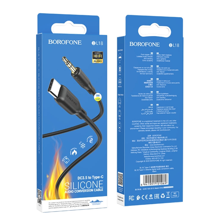 Borofone BL18 AUX Silicone Audio Cable, 3.5mm to Type-C Cable
