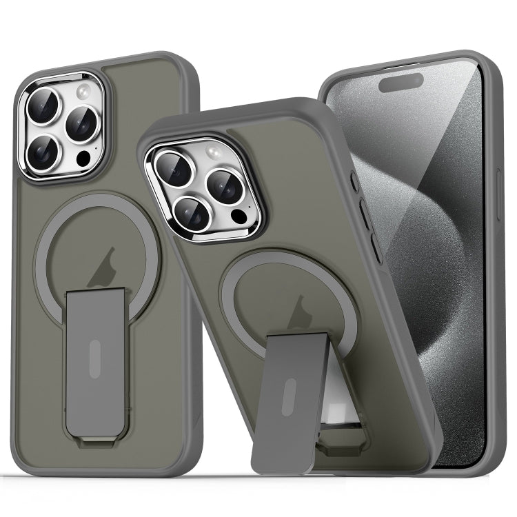 For iPhone 15 Pro Acrylic Hybrid TPU MagSafe Holder Phone Case