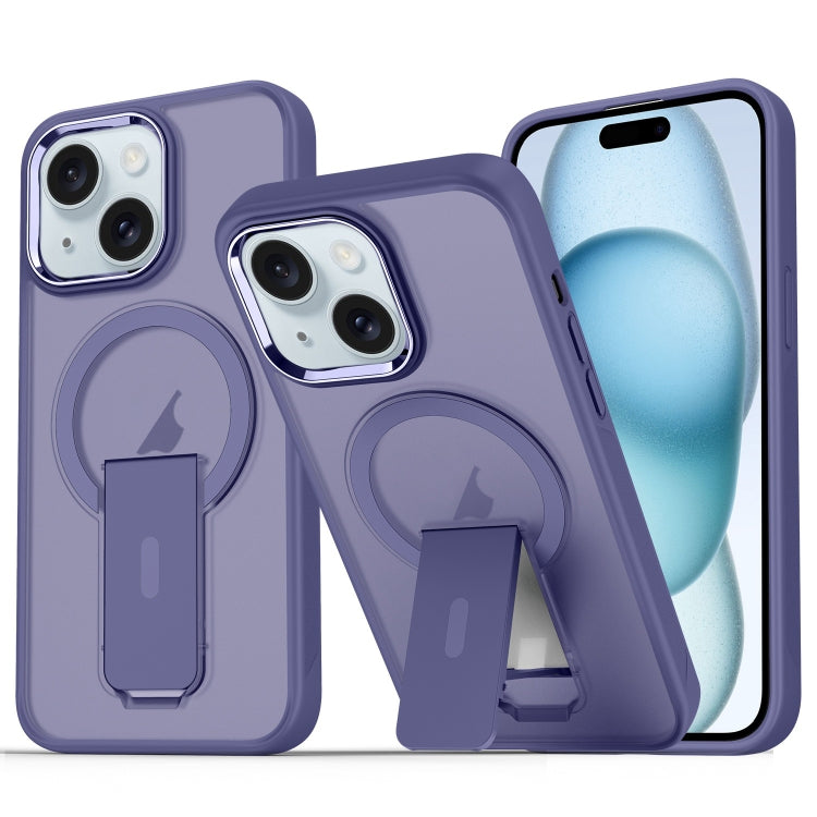 For iPhone 15 Acrylic Hybrid TPU MagSafe Holder Phone Case