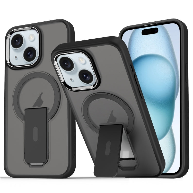 For iPhone 15 Acrylic Hybrid TPU MagSafe Holder Phone Case