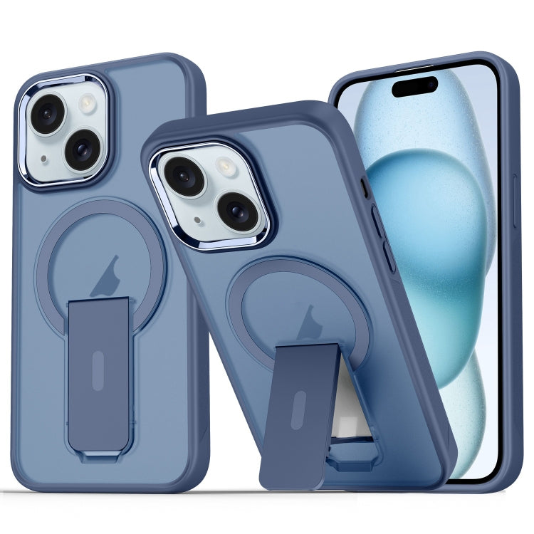 For iPhone 15 Acrylic Hybrid TPU MagSafe Holder Phone Case