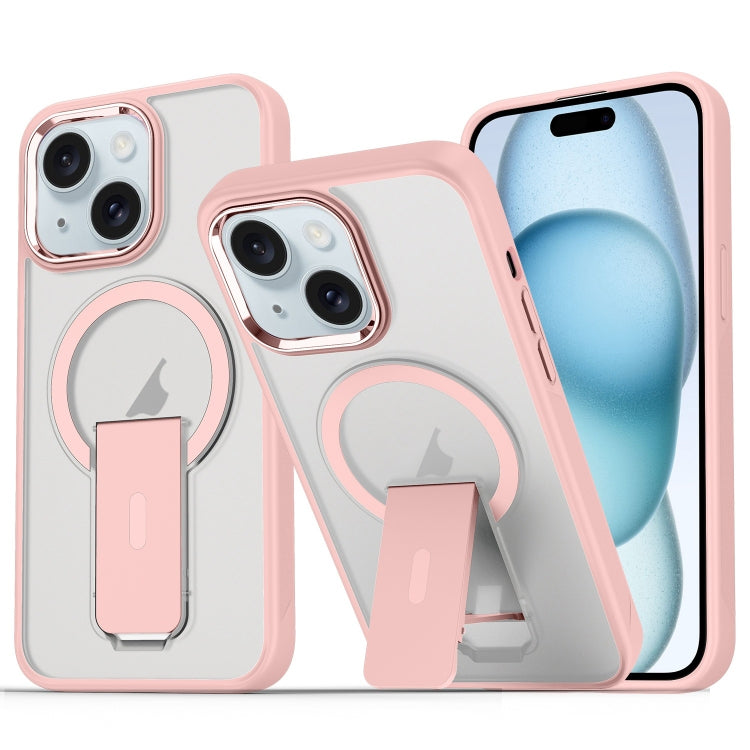 For iPhone 15 Plus / 14 Plus Acrylic Hybrid TPU MagSafe Holder Phone Case