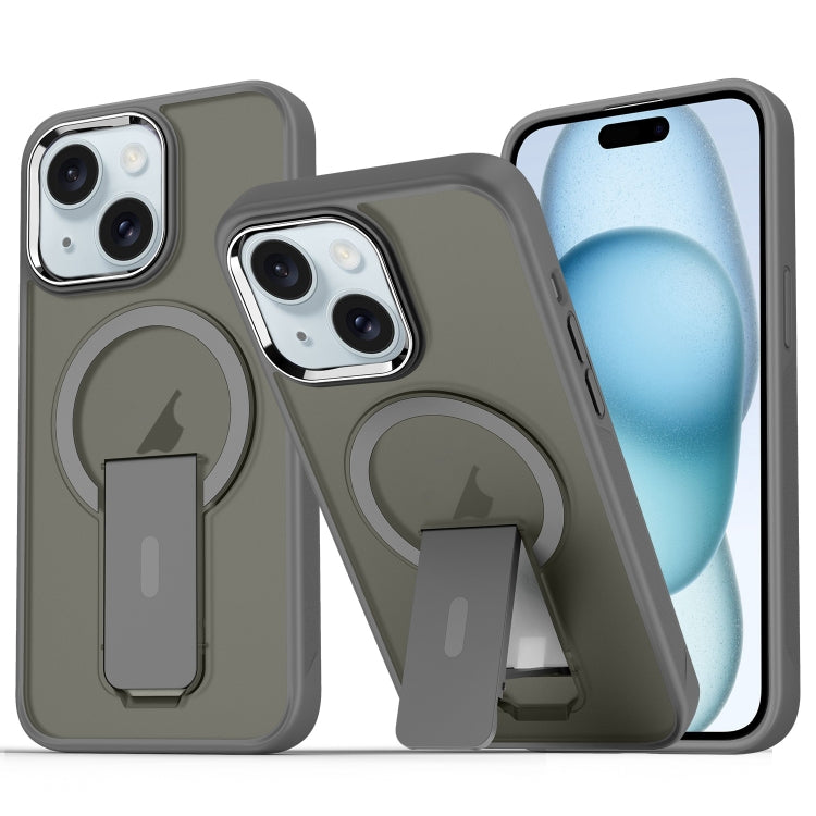 For iPhone 15 Plus / 14 Plus Acrylic Hybrid TPU MagSafe Holder Phone Case