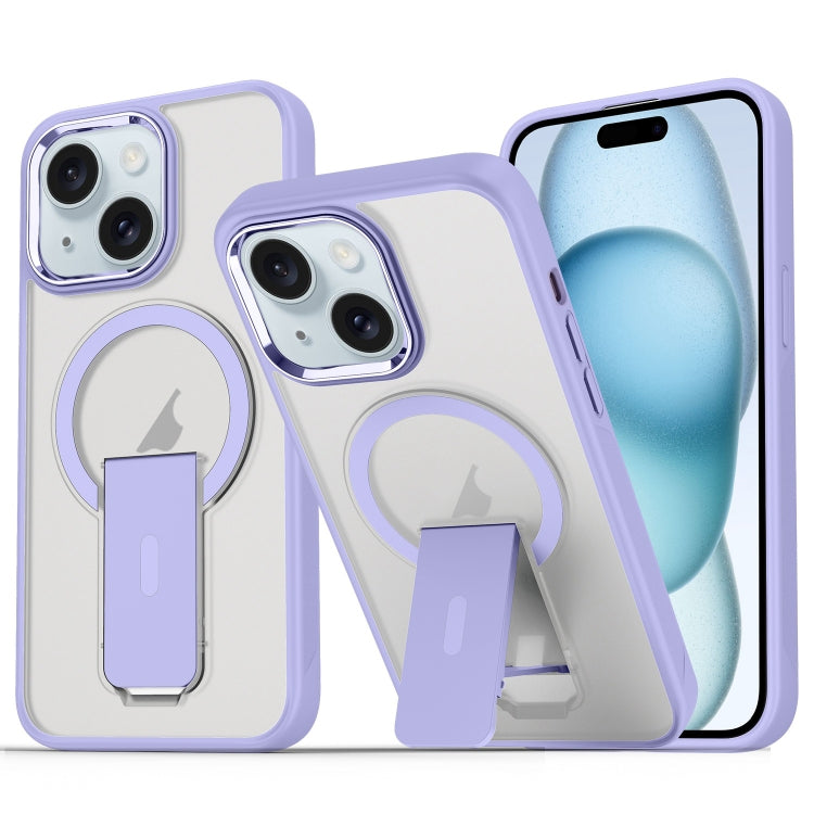 For iPhone 15 Plus / 14 Plus Acrylic Hybrid TPU MagSafe Holder Phone Case
