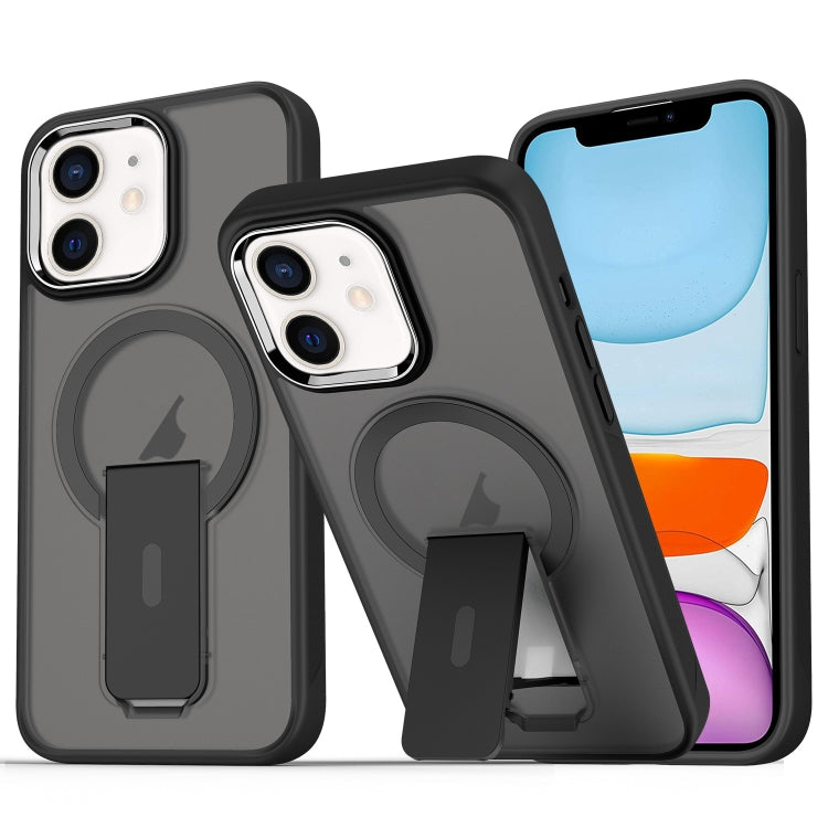 For iPhone 11 Acrylic Hybrid TPU MagSafe Holder Phone Case