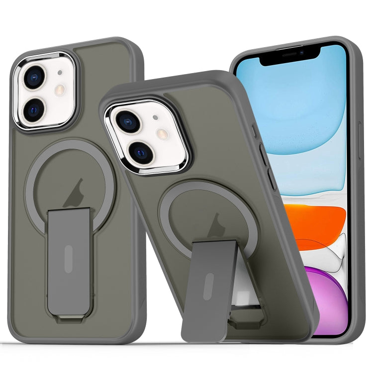 For iPhone 11 Acrylic Hybrid TPU MagSafe Holder Phone Case