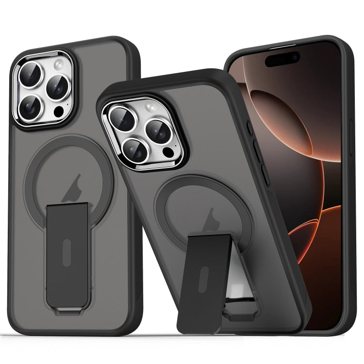 For iPhone 16 Pro Max Acrylic Hybrid TPU MagSafe Holder Phone Case