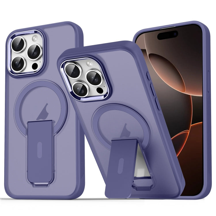 For iPhone 16 Pro Acrylic Hybrid TPU MagSafe Holder Phone Case
