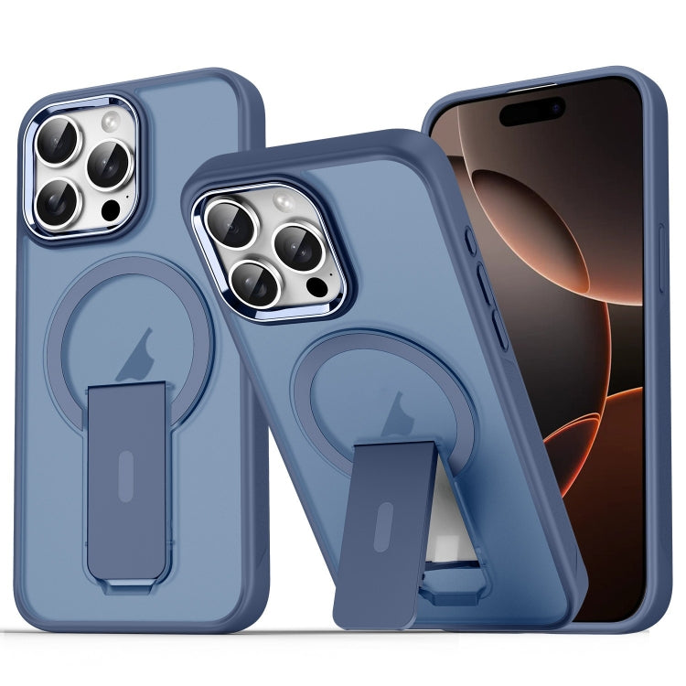 For iPhone 16 Pro Acrylic Hybrid TPU MagSafe Holder Phone Case