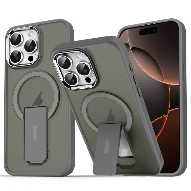 For iPhone 16 Pro Acrylic Hybrid TPU MagSafe Holder Phone Case