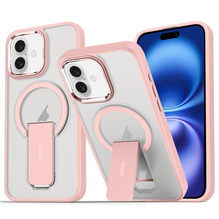 For iPhone 16 Plus Acrylic Hybrid TPU MagSafe Holder Phone Case