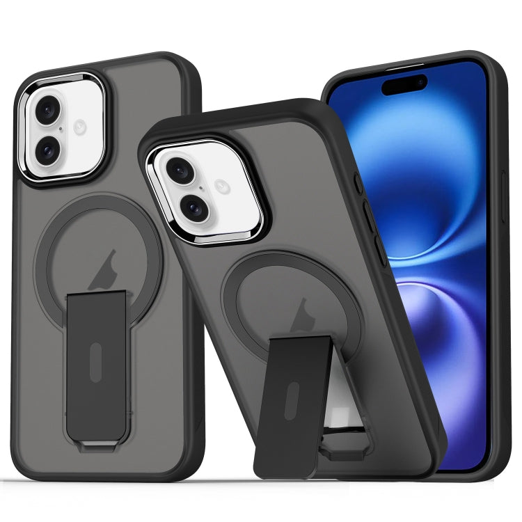 For iPhone 16 Plus Acrylic Hybrid TPU MagSafe Holder Phone Case