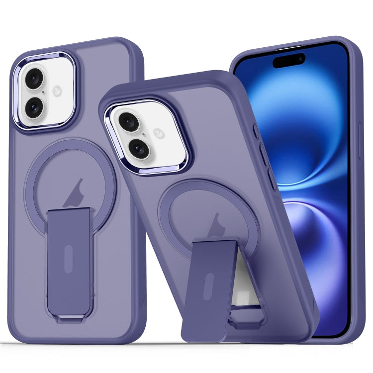 For iPhone 16 Acrylic Hybrid TPU MagSafe Holder Phone Case