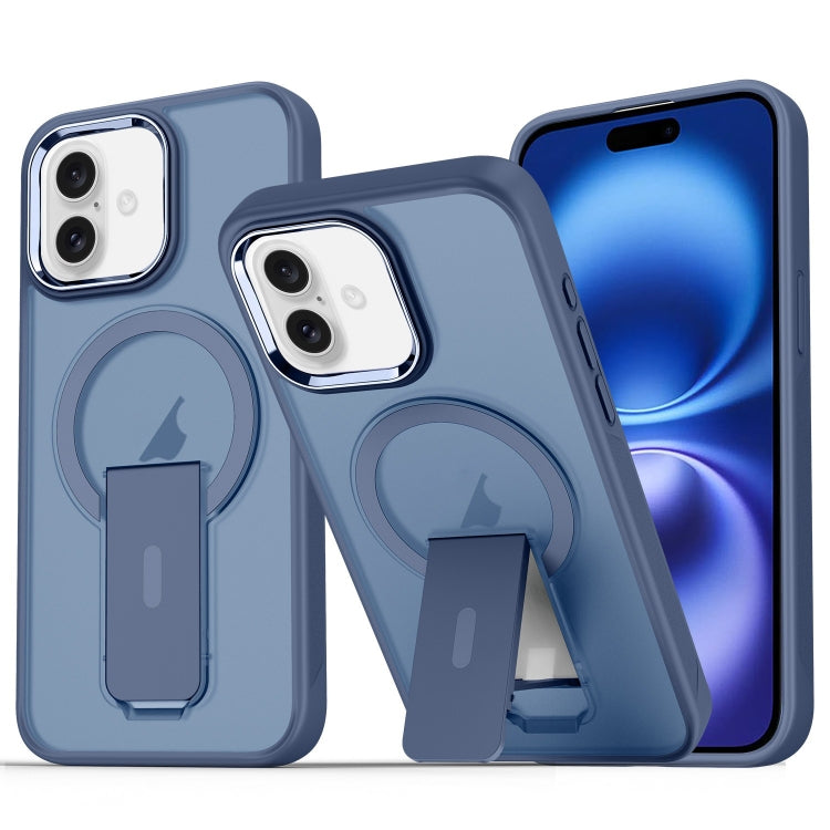 For iPhone 16 Acrylic Hybrid TPU MagSafe Holder Phone Case