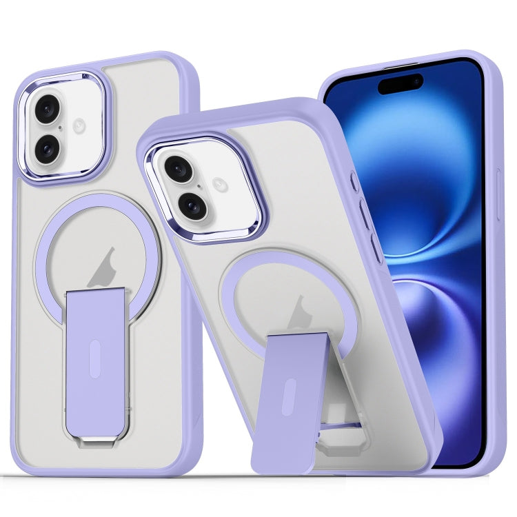 For iPhone 16 Acrylic Hybrid TPU MagSafe Holder Phone Case