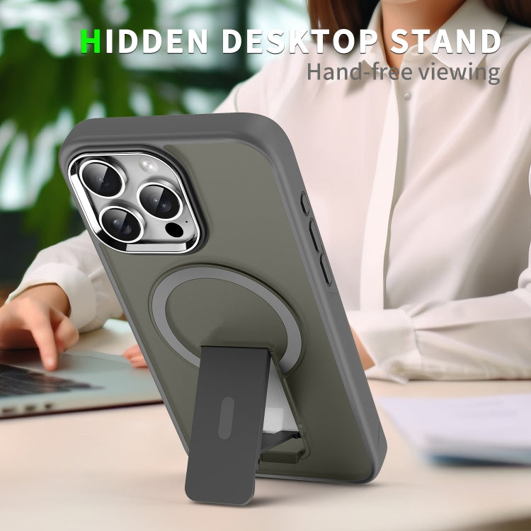 For iPhone 15 Acrylic Hybrid TPU MagSafe Holder Phone Case