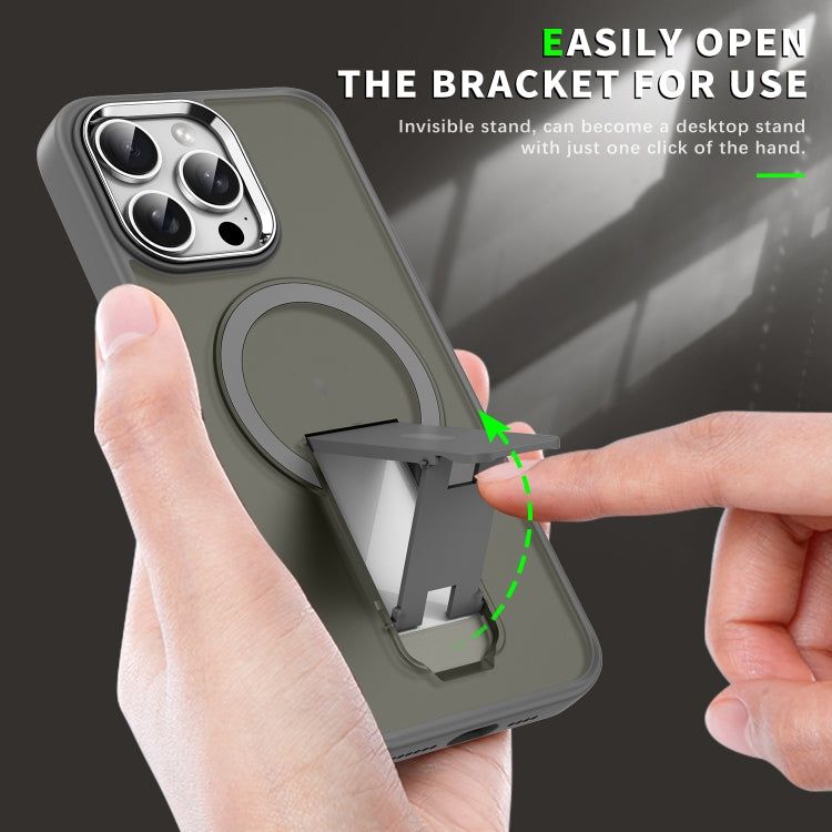 For iPhone 15 Acrylic Hybrid TPU MagSafe Holder Phone Case