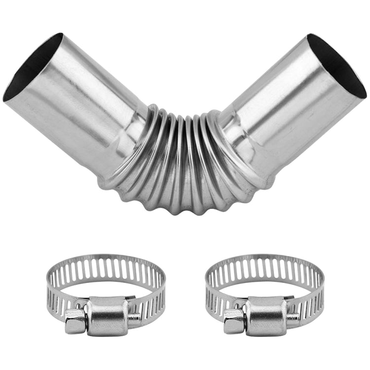 Car Parking Heater 13cm Elbow Stainless Steel Threaded Exhaust Tube Connector - Silver