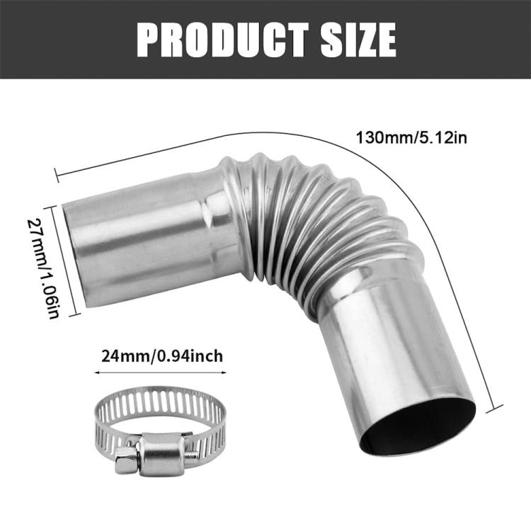 Car Parking Heater 13cm Elbow Stainless Steel Threaded Exhaust Tube Connector - Silver