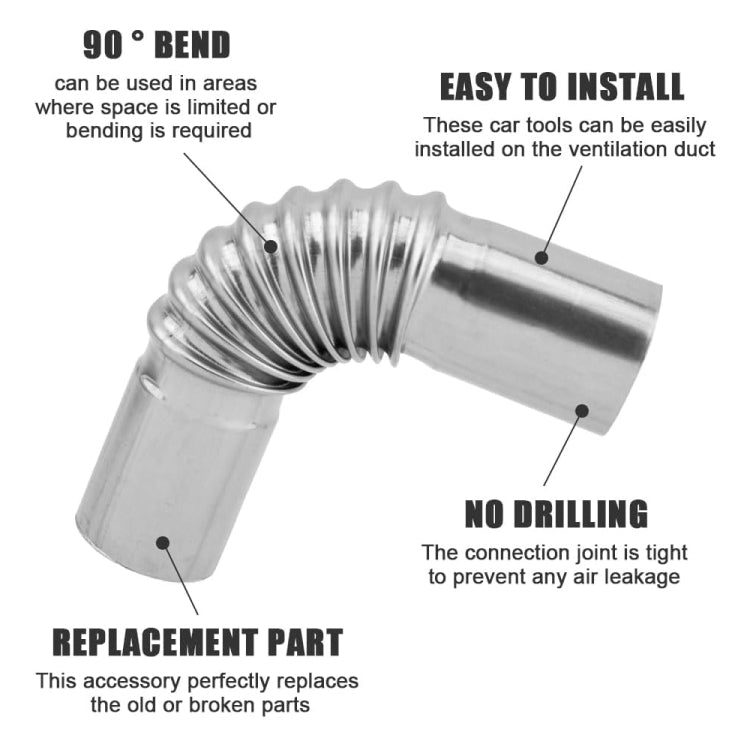 Car Parking Heater 13cm Elbow Stainless Steel Threaded Exhaust Tube Connector - Silver