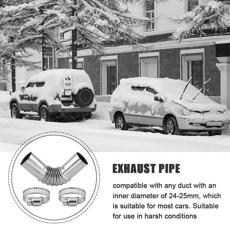 Car Parking Heater 13cm Elbow Stainless Steel Threaded Exhaust Tube Connector - Silver
