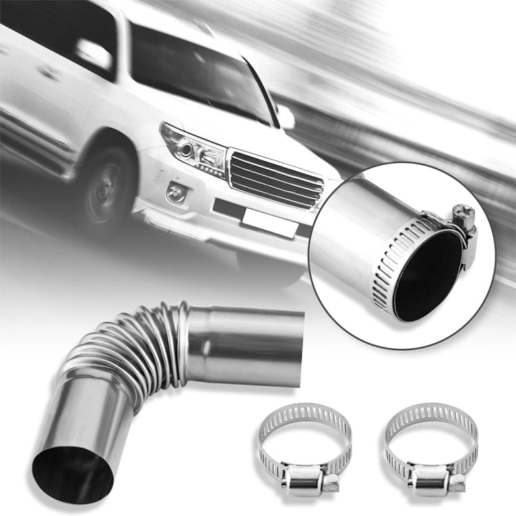 Car Parking Heater 13cm Elbow Stainless Steel Threaded Exhaust Tube Connector - Silver