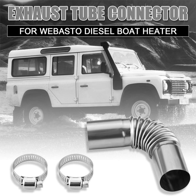 Car Parking Heater 13cm Elbow Stainless Steel Threaded Exhaust Tube Connector - Silver