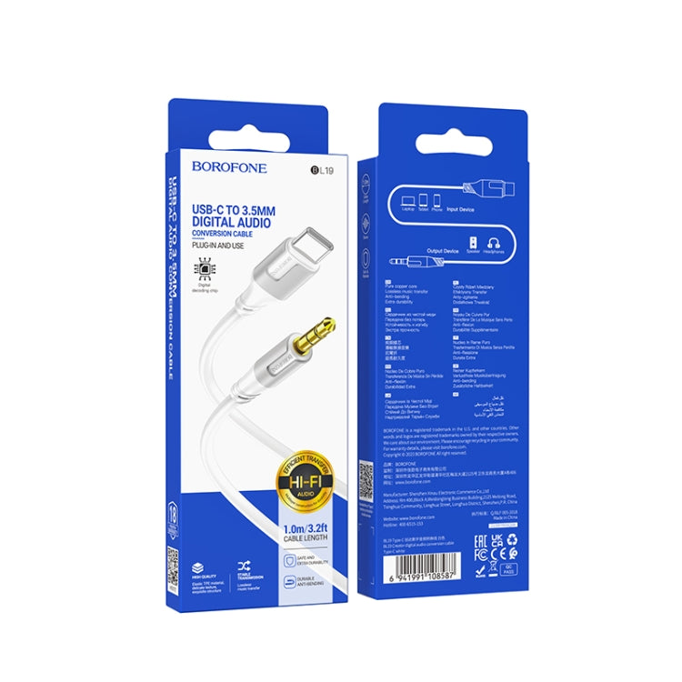 Borofone BL19 AUX Creator Audio Cable, 3.5mm to Type-C Cable, Length: 1m