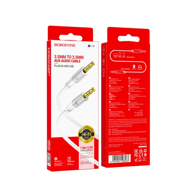 Borofone BL19 AUX Creator Audio Cable, 3.5mm to 3.5mm Cable, Length: 1m