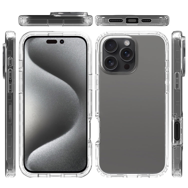 For iPhone 16 Pro Clear TPU Hybrid PC Shockproof Phone Case - Transparent