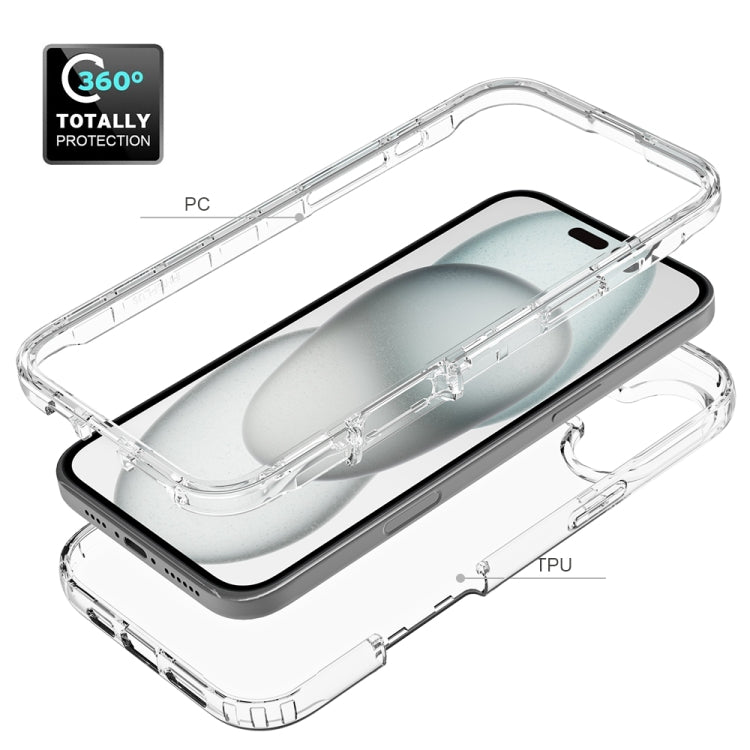 For iPhone 16 Plus Clear TPU Hybrid PC Shockproof Phone Case - Transparent