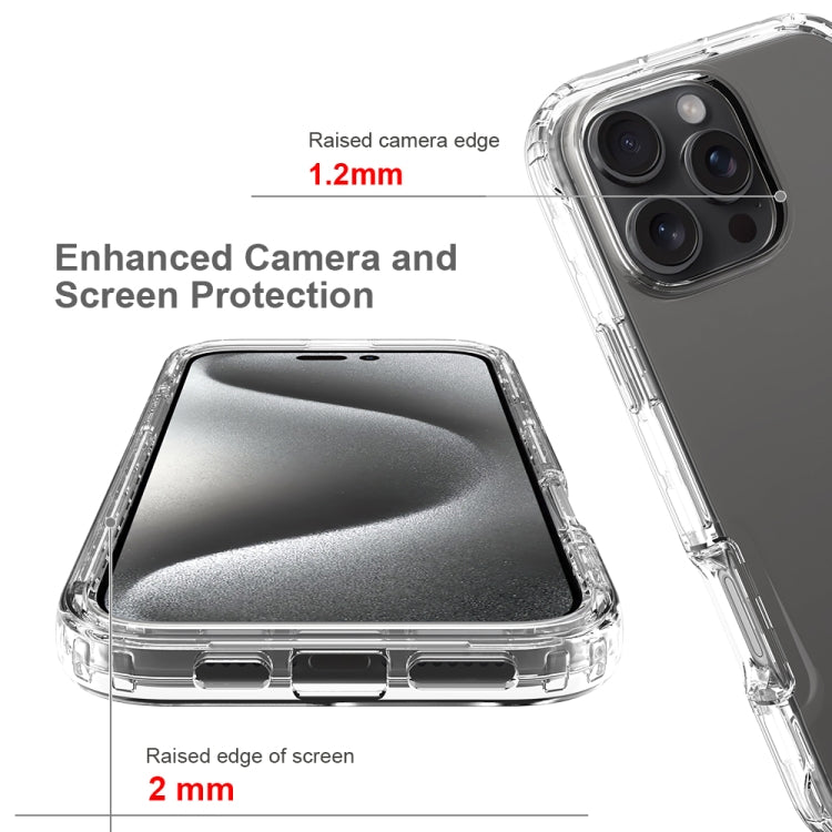 For iPhone 15 Pro Max Clear TPU Hybrid PC Shockproof Phone Case - Transparent