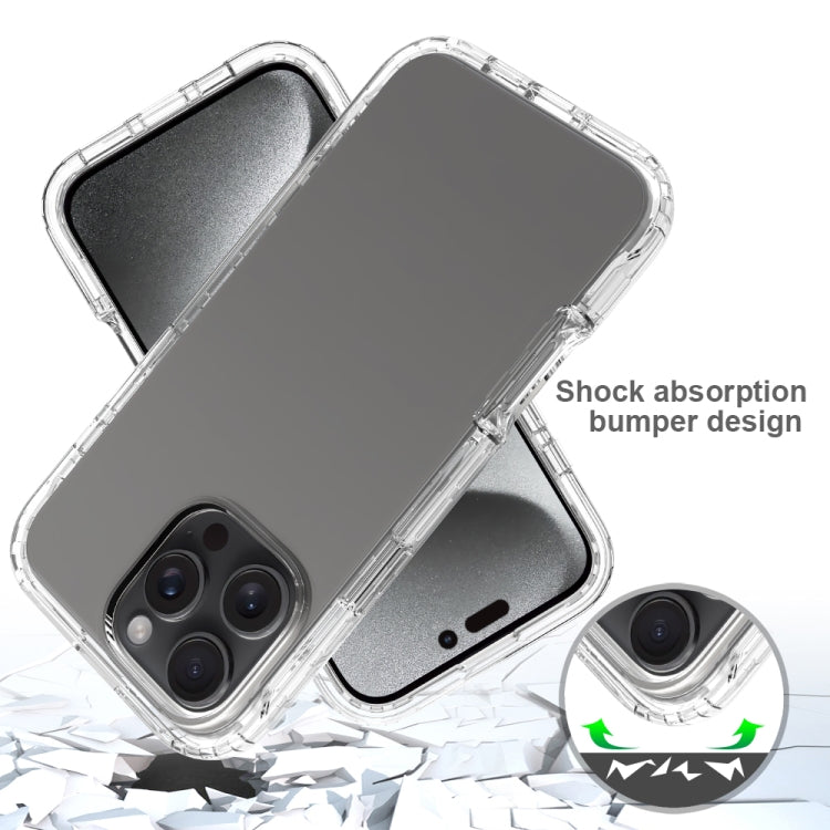 For iPhone 15 Pro Max Clear TPU Hybrid PC Shockproof Phone Case - Transparent
