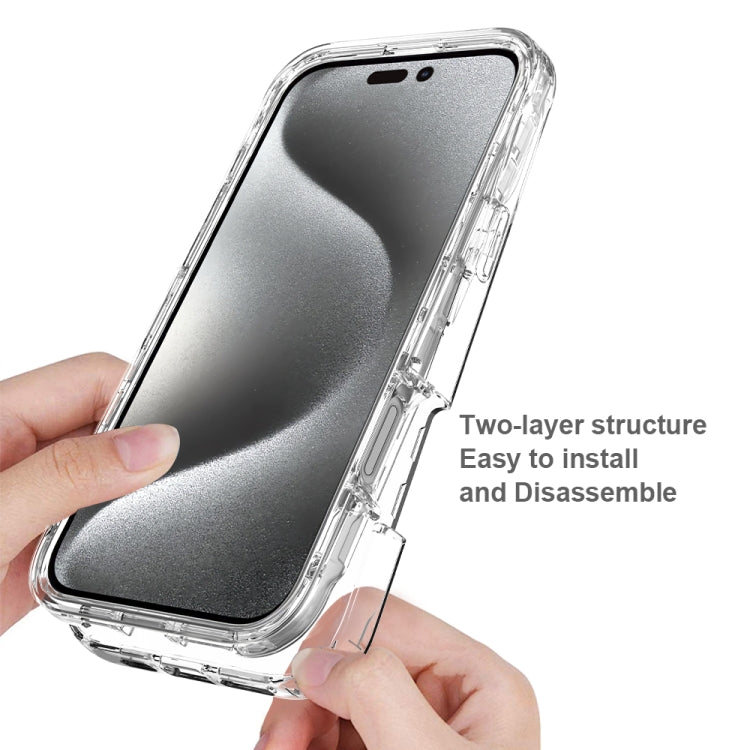 For iPhone 15 Pro Clear TPU Hybrid PC Shockproof Phone Case - Transparent
