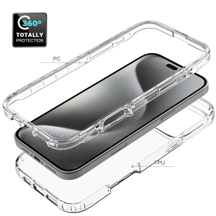 For iPhone 15 Clear TPU Hybrid PC Shockproof Phone Case - Transparent