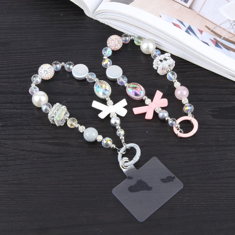 Mobile Phone Anti-lost Bowknot Diamond Ball Short Lanyard