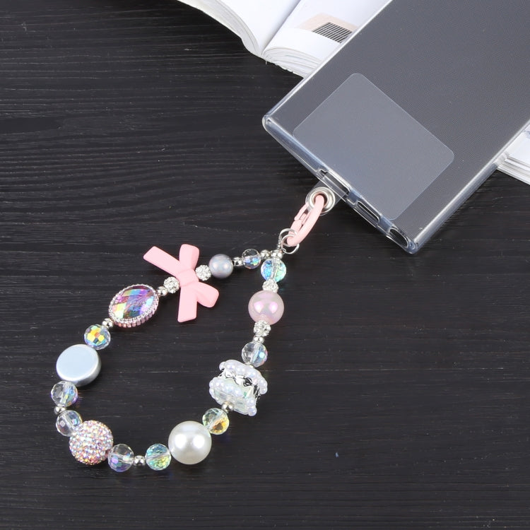Mobile Phone Anti-lost Bowknot Diamond Ball Short Lanyard