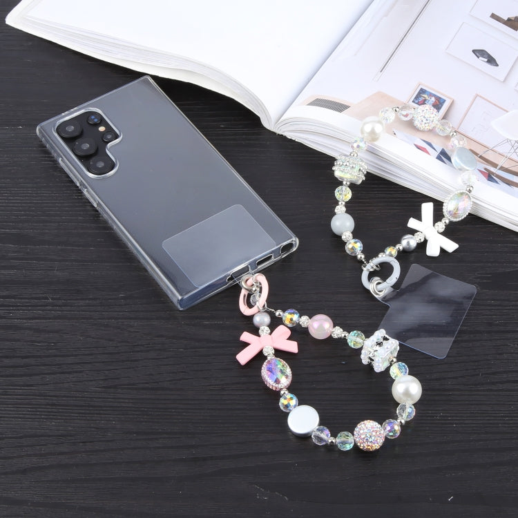 Mobile Phone Anti-lost Bowknot Diamond Ball Short Lanyard