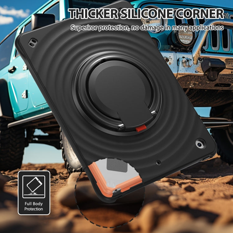 For iPad 10.2 2021 / 2020 / 2019 Rotation Handle Holder Silicone Hybrid PC Tablet Case