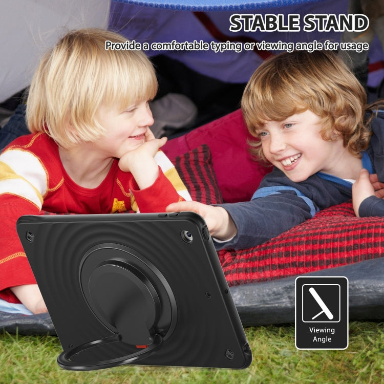 For iPad 10.2 2021 / 2020 / 2019 Rotation Handle Holder Silicone Hybrid PC Tablet Case