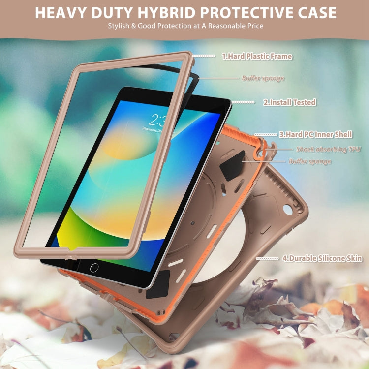 For iPad 10.2 2021 / 2020 / 2019 Rotation Handle Holder Silicone Hybrid PC Tablet Case