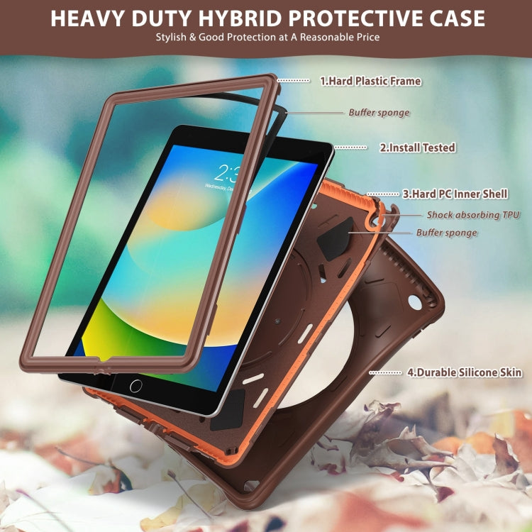 For iPad 10.2 2021 / 2020 / 2019 Rotation Handle Holder Silicone Hybrid PC Tablet Case