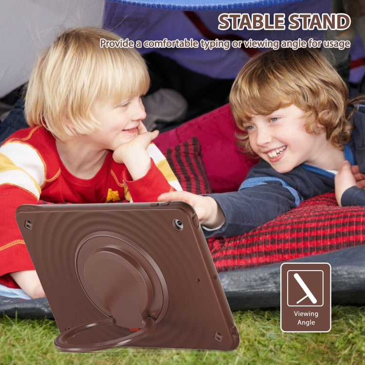 For iPad 10.2 2021 / 2020 / 2019 Rotation Handle Holder Silicone Hybrid PC Tablet Case