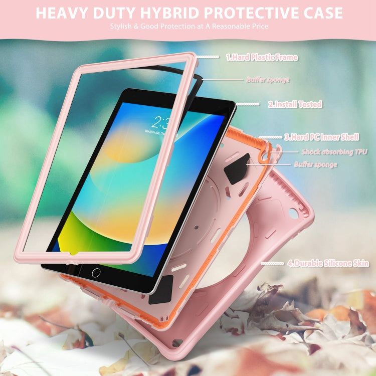For iPad 10.2 2021 / 2020 / 2019 Rotation Handle Holder Silicone Hybrid PC Tablet Case