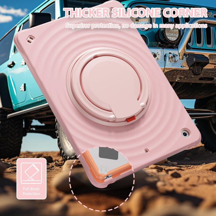 For iPad 10.2 2021 / 2020 / 2019 Rotation Handle Holder Silicone Hybrid PC Tablet Case