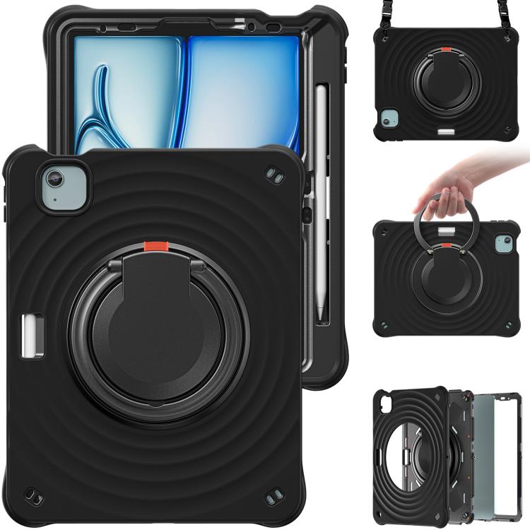 For iPad Air 11 2026 / 2025 / 2024 Rotation Handle Holder Silicone Hybrid PC Tablet Case