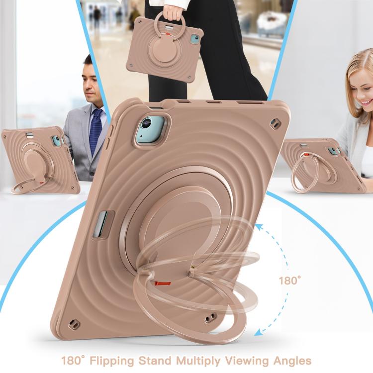 For iPad Air 11 2026 / 2025 / 2024 Rotation Handle Holder Silicone Hybrid PC Tablet Case