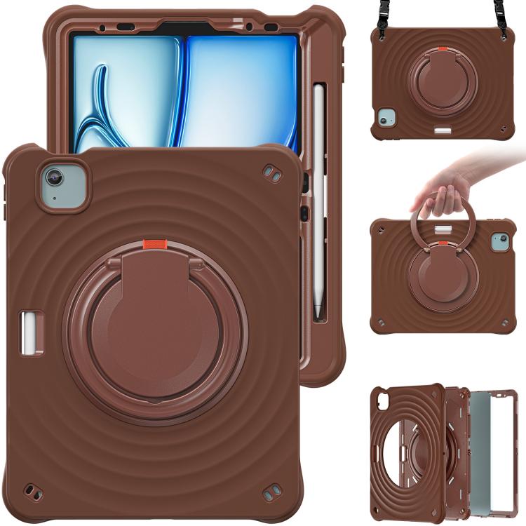 For iPad Air 11 2026 / 2025 / 2024 Rotation Handle Holder Silicone Hybrid PC Tablet Case