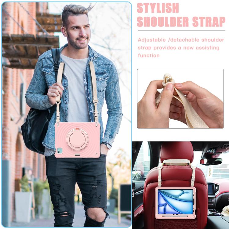 For iPad Air 11 2026 / 2025 / 2024 Rotation Handle Holder Silicone Hybrid PC Tablet Case