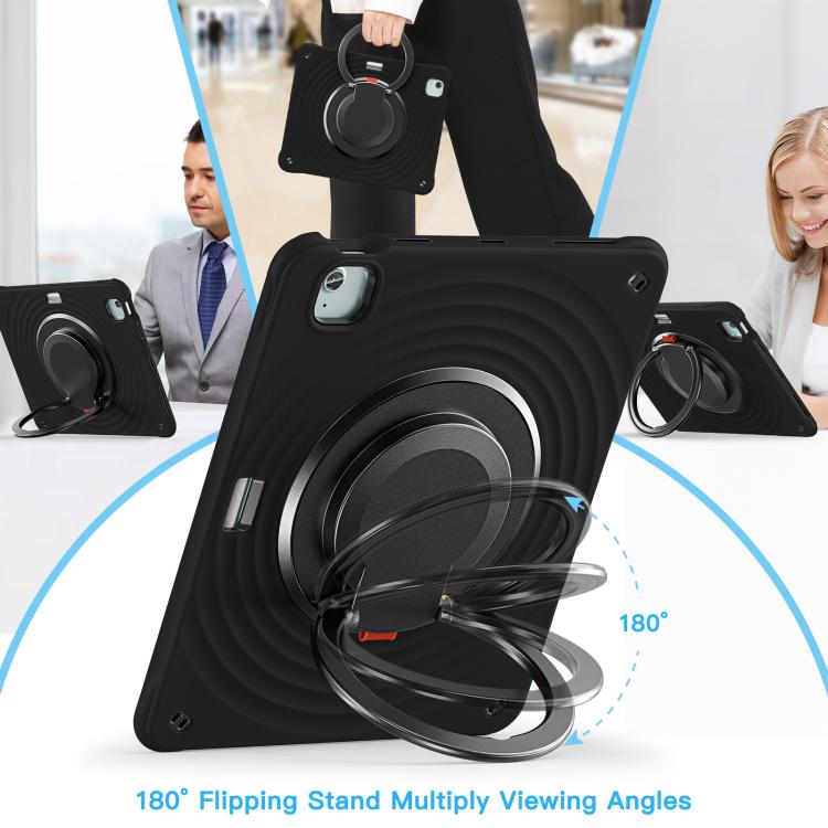 For iPad Air 13 2026 / 2025 / 2024 Rotation Handle Holder Silicone Hybrid PC Tablet Case